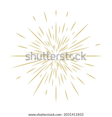 Golden sun burst isolated vector clip art. Rays of light on white background.