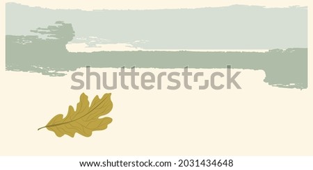 Oak leaf, brush strokes - Autumn banner horizontal