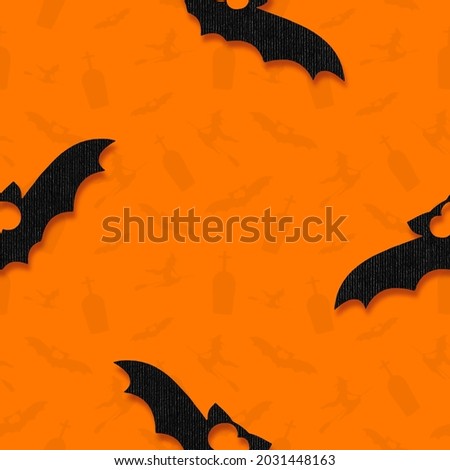 Bat on a bright background, seamless pattern design for halloween.