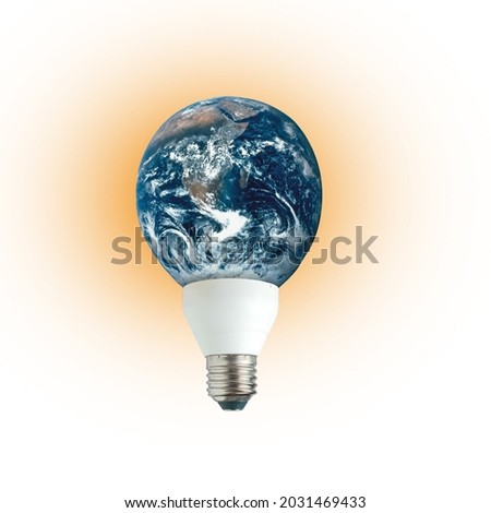 Light bulb with planet Earth isolated on background.Elements of this image furnished by NASA.
