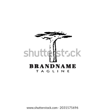 africa tree cartoon logo icon design template modern black vector style
