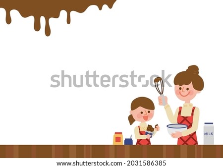 Clip art of parent and child making handmade chocolate