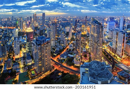 Cityscape in middle of Bangkok,Thailand Royalty-Free Stock Photo #203161951