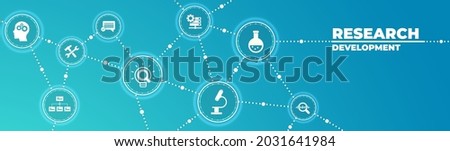 Research  development vector illustration. Concept with connected icons related to project management, product design or engineering, business development Royalty-Free Stock Photo #2031641984