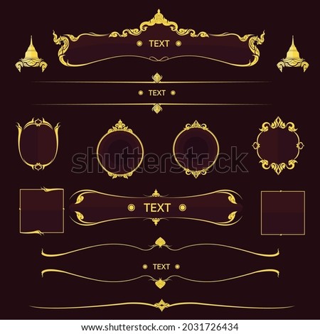 Set line Thai vector for decoration frame ,frame for word. Royalty-Free Stock Photo #2031726434