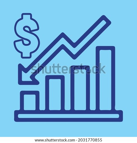 US Dollar Statistic Declining Down Icon. Can be used for Web, Mobile, Infographic and Print. EPS 10 Vector illustration.