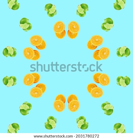 Natural background with citrus fruits in seamless pattern 
