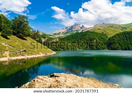 View on mountain lake MaralGol in Azerbaijan Royalty-Free Stock Photo #2031787391