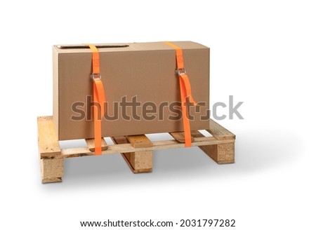 Load securing with cam buckle straps Royalty-Free Stock Photo #2031797282