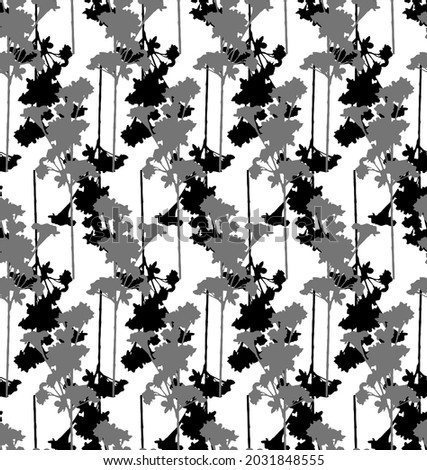 Abstract Hand Drawing Floral Branches Leaves Seamless Vector Pattern Isolated Background