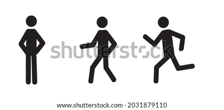 a person pictograph stands, walks, runs isolated on a white background