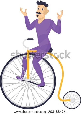 Man Riding Penny Farthing Concept, Cycling Entertainer Vector Icon Design, Circus characters Symbol, Carnival performer Sign, Festival troupe Stock, Retro Front Big Wheel Bicycle illustration