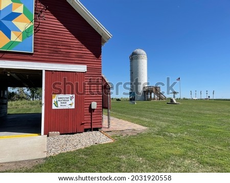 Hawkeye Point in Iowa, with bark, silo and informational displays to mark the state’s highest point Royalty-Free Stock Photo #2031920558