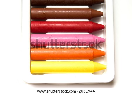 set of crayons on a white background