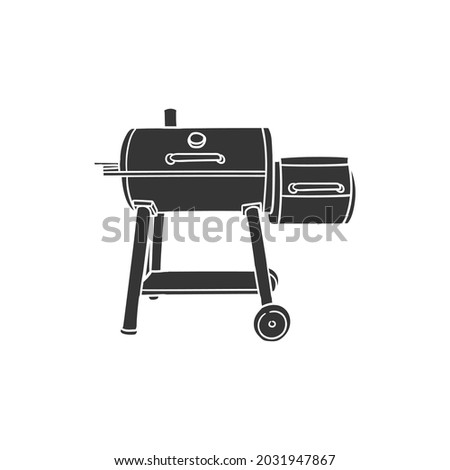 Smoker BBQ Icon Silhouette Illustration. Barbecue Vector Graphic Pictogram Symbol Clip Art. Doodle Sketch Black Sign.