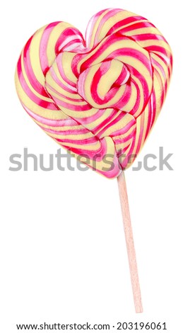 Bright colorful lollipop over white background isolated