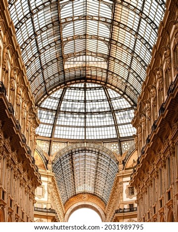 Roof architecture view of the Galleria Vittorio Emanuele II at Milan Royalty-Free Stock Photo #2031989795
