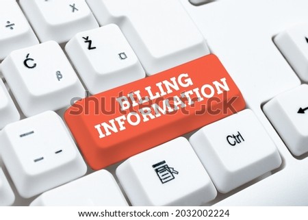 Conceptual caption Billing Information. Word for address connected to a specific form of payment Abstract Typing New Antivirus Program, Typing Internet Virus Lists