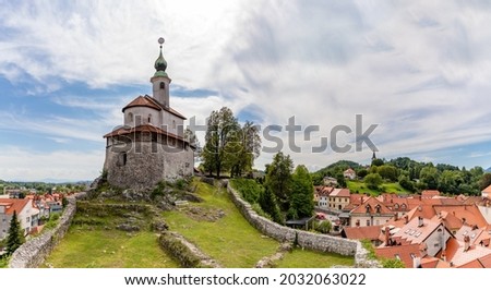 A picture of the Little Castle of Kamnik overlooking the town.
