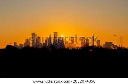 Houston downtown at sunrise from the Heights
