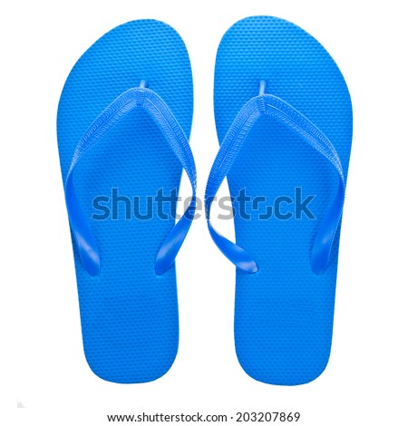 blue beach sandals flip flops  isolated on white background Royalty-Free Stock Photo #203207869