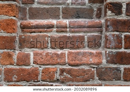 Brick masonry with shaped bricks in monastery format - on a church in Havelland, Brandenburg, Germany