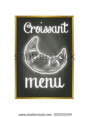 croissant menu chalk doodle with blackboard background