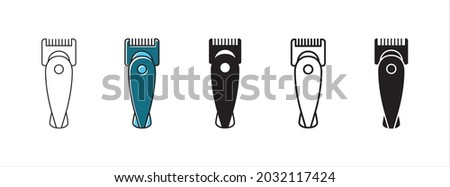 Clipper electric razor vector icon set. Barbershop kit illustration
