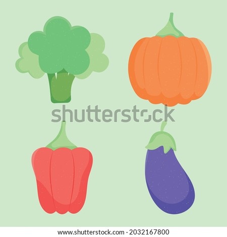 healthy vegetables icon set design