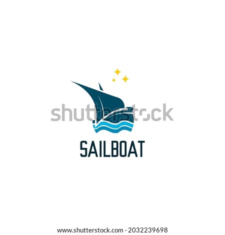 sailboat and sea water icon vector