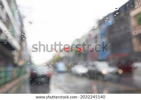 defocused picture of traffice road in raining day