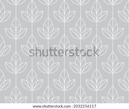 Flower geometric pattern. Seamless background. White and grey ornament. Ornament for fabric, wallpaper, packaging. Decorative print.