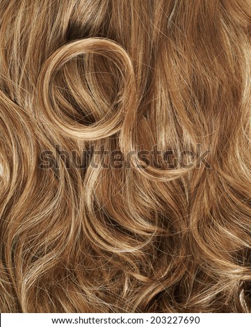 Curly hair fragment as a texture background composition