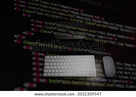 Software computer programming code on black background