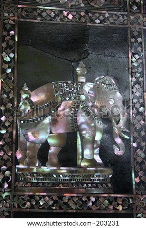 Mother of Pearl picture of elephant