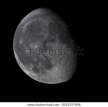 Highly detailed photo of the moon taken with a reflecting astronomical telescope