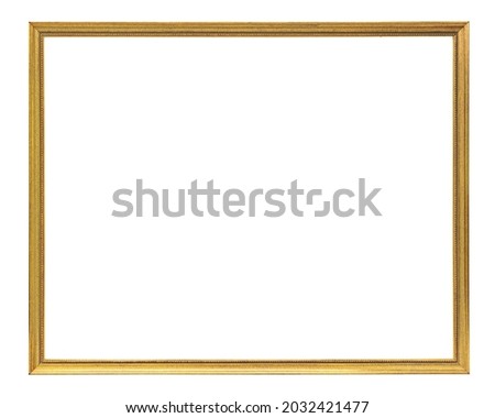 Golden glossy vintage picture frame with small ornaments isolated on white background.
