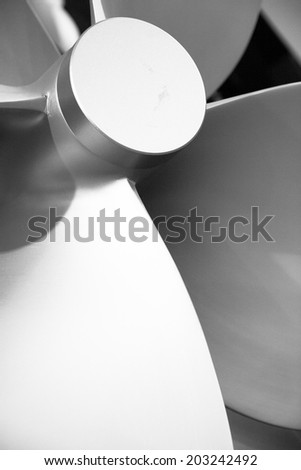 Boat Propeller close-up detail nice tech background or abstract texture, black and white processed photo