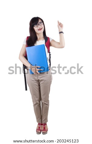 Smart student getting an idea. isolated on white background