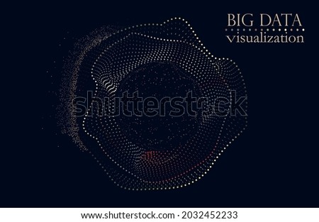Abstract Music background. Big Data Particle Flow Visualisation. Science infographic futuristic illustration. Sound wave. Sound visualization. Abstract Segwit. Royalty-Free Stock Photo #2032452233