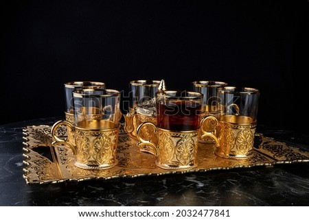 turkish tea sets and Morocoan tea sets gold