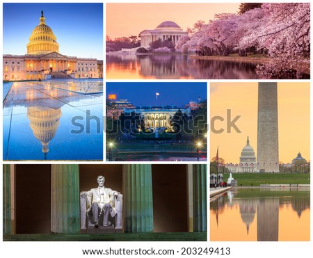 Washington DC famous landmarks picture collage - USA