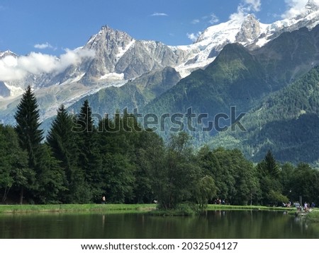 lake with mountains chamonix france