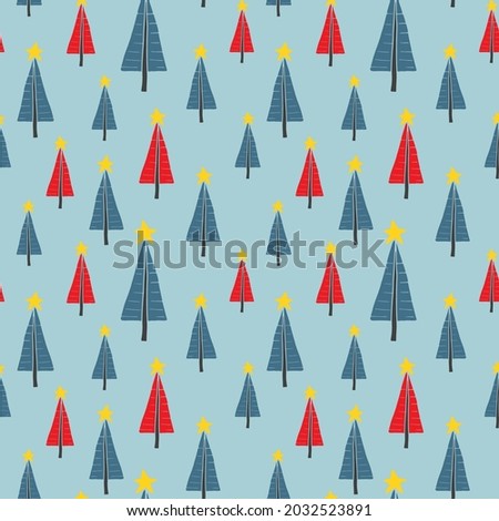 Pine tree seamless pattern. New Year and Christmas background, vector Illustration.