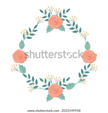 Rose flower wreath vector design.
