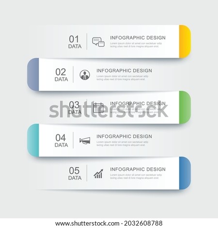 5 data infographics tab paper index template. Vector illustration abstract background. Royalty-Free Stock Photo #2032608788