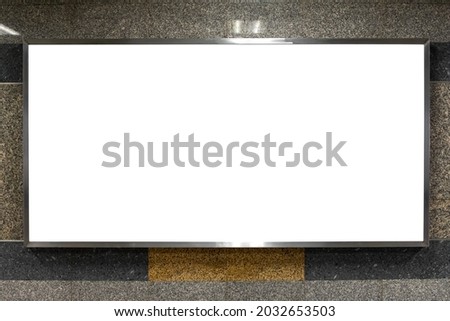 Blank billboard advertising in underground subway or public building. Copy space for your product display or montage design. Clipping path include in this frame.