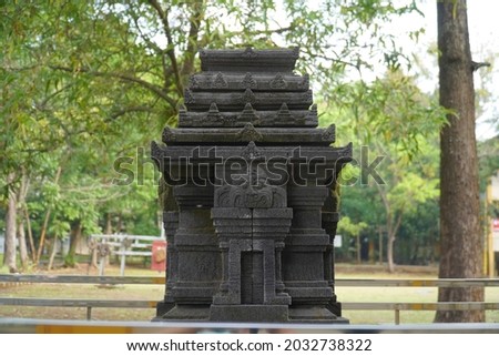 front view of the miniature of the Prambanan temple