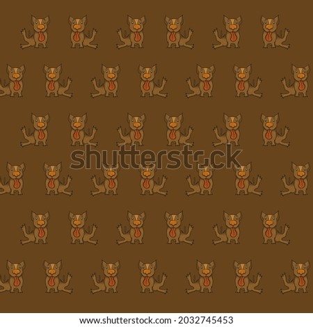 Pattern with cute dogs with protruding tongue. Happy dogs. Packaging texture