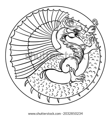 Ouroboros. Serpent or dragon eating its own tail. Ancient symbol of everlasting cycle of life, death, and rebirth. Serpent tattoo design, witchcraft, masonic, vector illustration